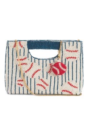 Made in India Baseball Beaded Clutch